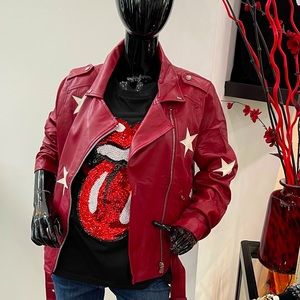 Faux leather star jacket .